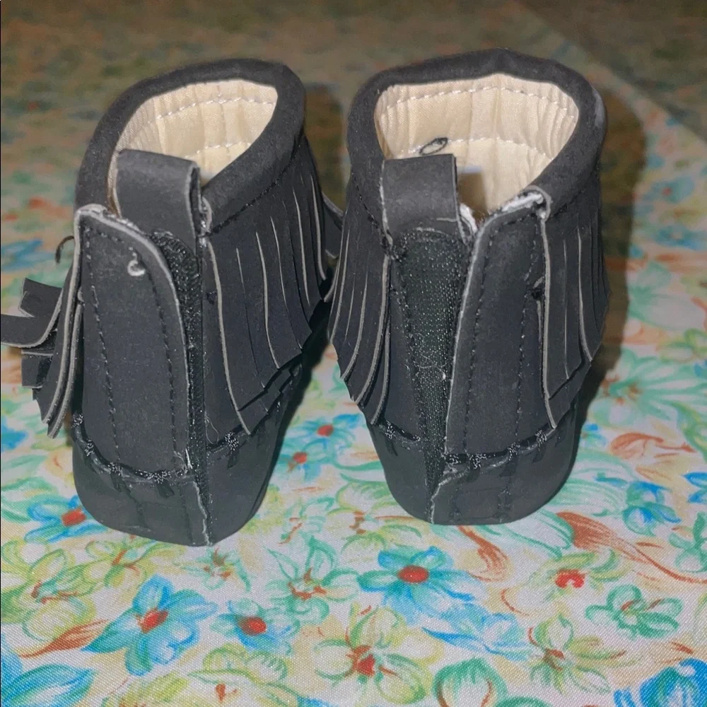 Old navy Black Fringe Moccasin Boots (3-6mo)